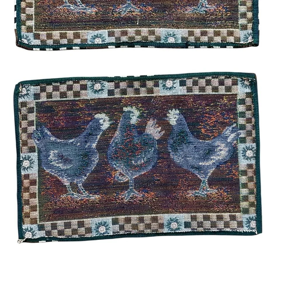 Set of 4 Rooster Chicken Placemats 18 x 12 Country Farmhouse